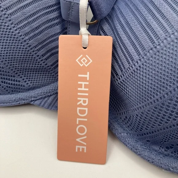 ThirdLove Geo Lace Plunge 24/7 Bra 36C Teal Blue Memory Foam Underwire - Picture 2 of 8